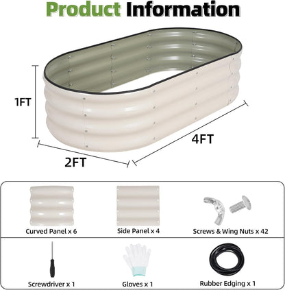 G GOOD GAIN Galvanized Metal Raised Garden Bed Kit - 4x2x1FT Outdoor Planter Box with Safety Edging