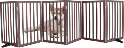 ZJSF Freestanding Indoor Dog Gate for House Foldable Wood Puppy Gate for Doorways Pet Gate for