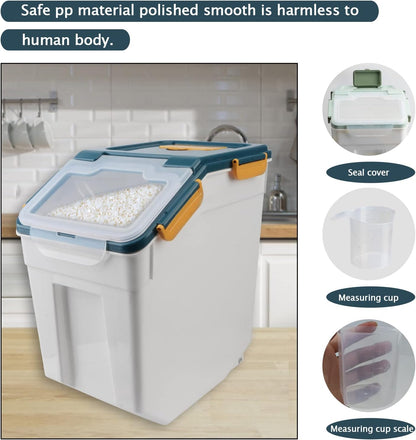 AnRui Large Flour Storage Containers 25Lbs Airtight Rice Storage Container BPA Free Kitchen Pantry