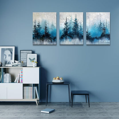 TTHYUEWS Boho Wall Art For Living Room Canvas Wall Decor For Bedroom Forest Landscape Wall Pictures