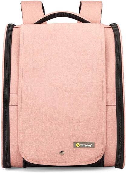Texsens Pet Carrier Backpack with Window Blind for Small Cats Dogs, Ventilated Design, Safety