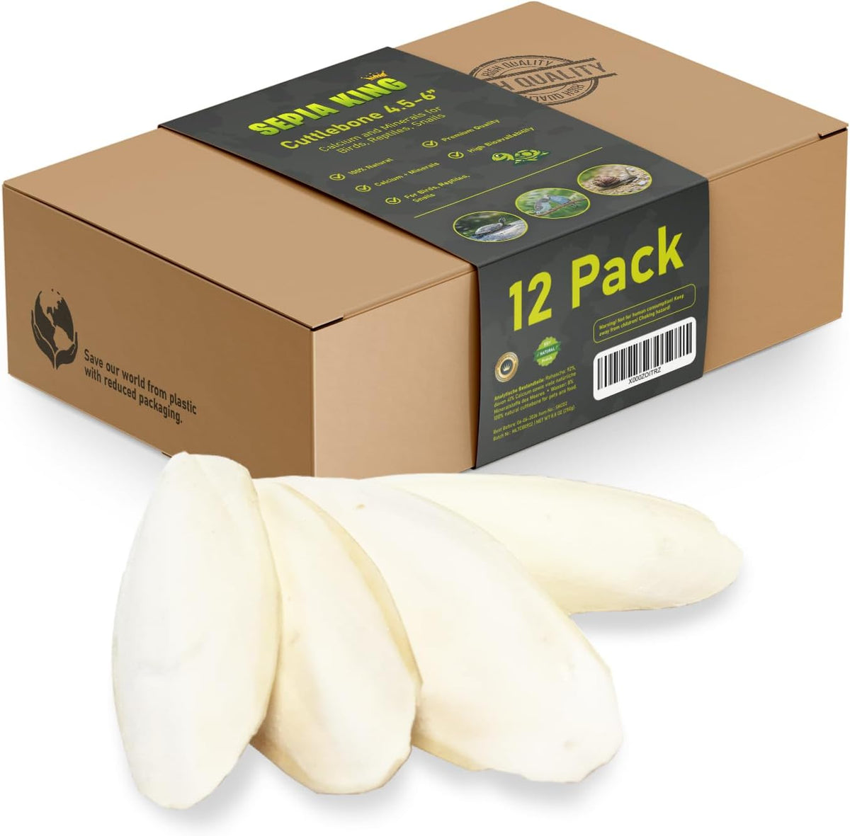 Medium - 100% Natural Calcium Supplement - Premium Cuttlebone Perfect for Birds, Tortoises, Snails