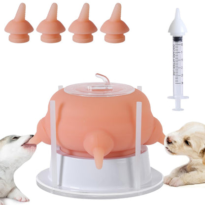 Nursing Nipple Puppy Feeders for Multiple Puppies, 200ml Food-Grade Silicone with 4 Adjustable