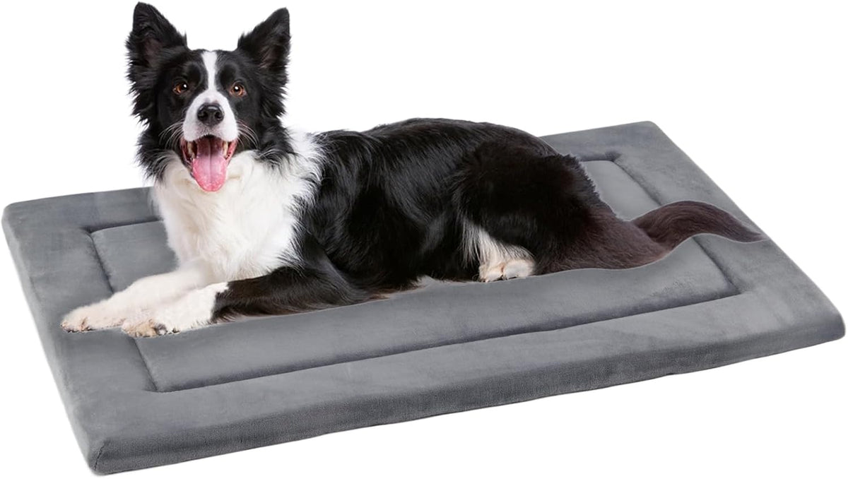 KHONSU PET Dog Bed Mat for Crate 1.1in Slim Cooling Pad Reversible Flannel & Waterproof Canva for
