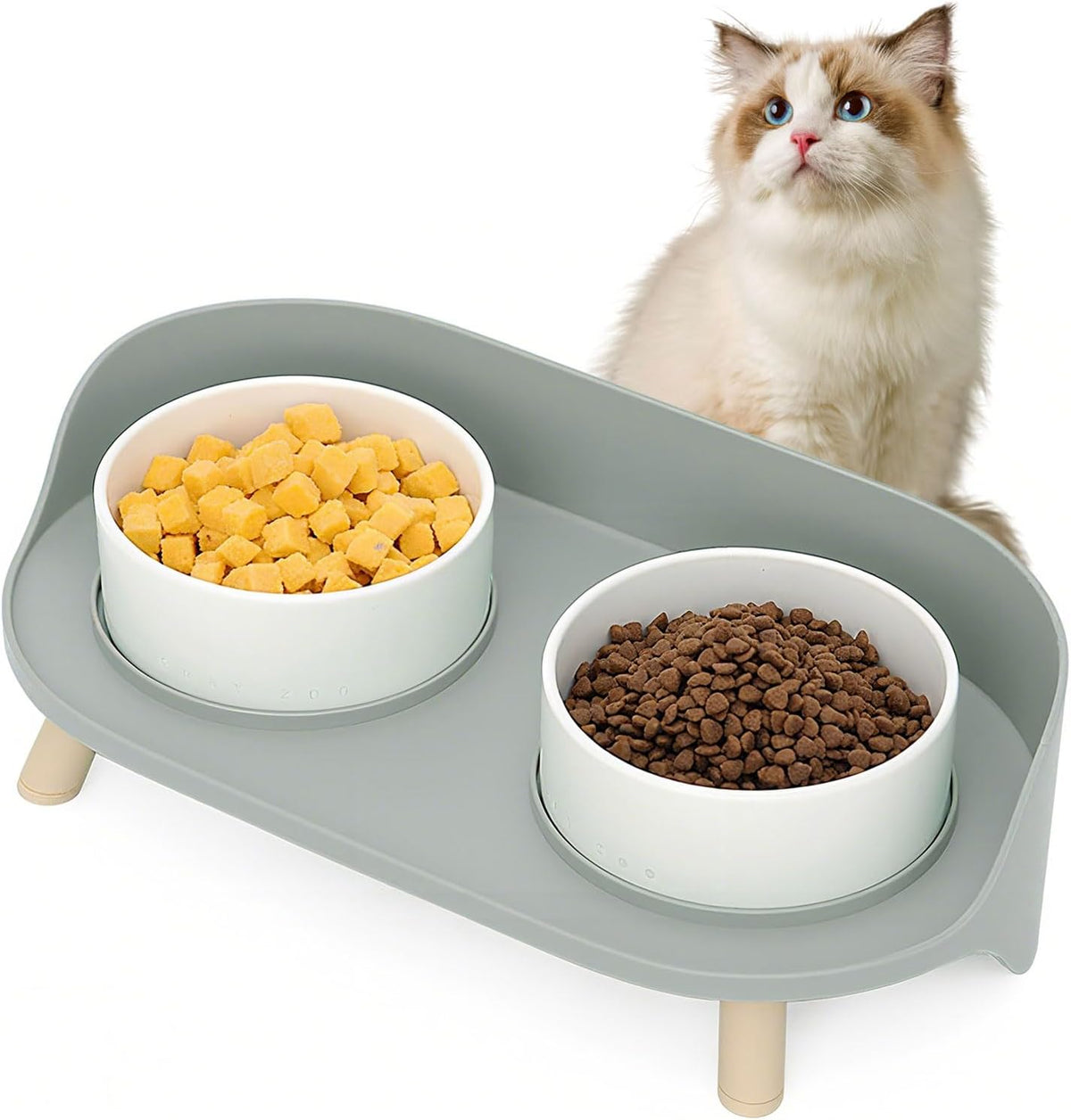 Elevated Dog Bowls Set, Ceramic Pet Food & Water Bowls with Non-Slip Stand, No Spill Design for