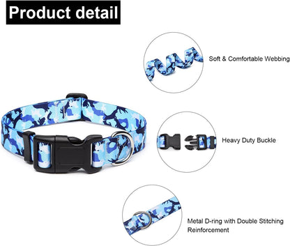 Mercano Adjustable Dog Collar - Special Design Patterns, Soft Nylon Comfortable Durable Pet Collar