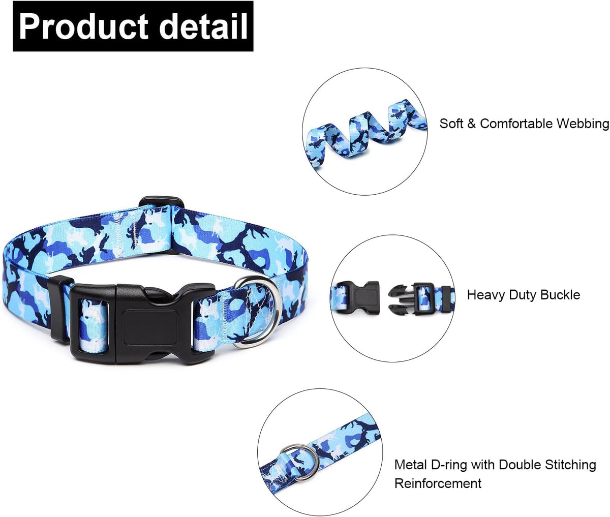 Mercano Adjustable Dog Collar - Special Design Patterns, Soft Nylon Comfortable Durable Pet Collar