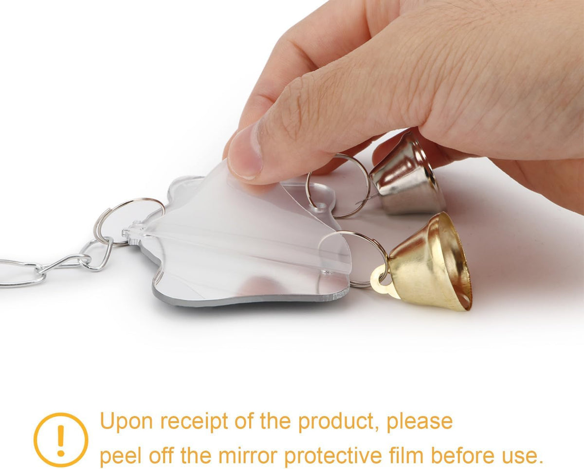 Hypeety Pet Bird Mirror Toy with Bells Hanging Toy for Parakeet Cockatiel Conure Lovebirds Finch