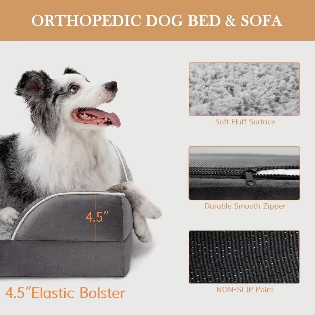 Comfort Expression Large Dog Beds Waterproof Orthopedic Foam Dog Beds for Large Dogs Sofa Comfy Pet