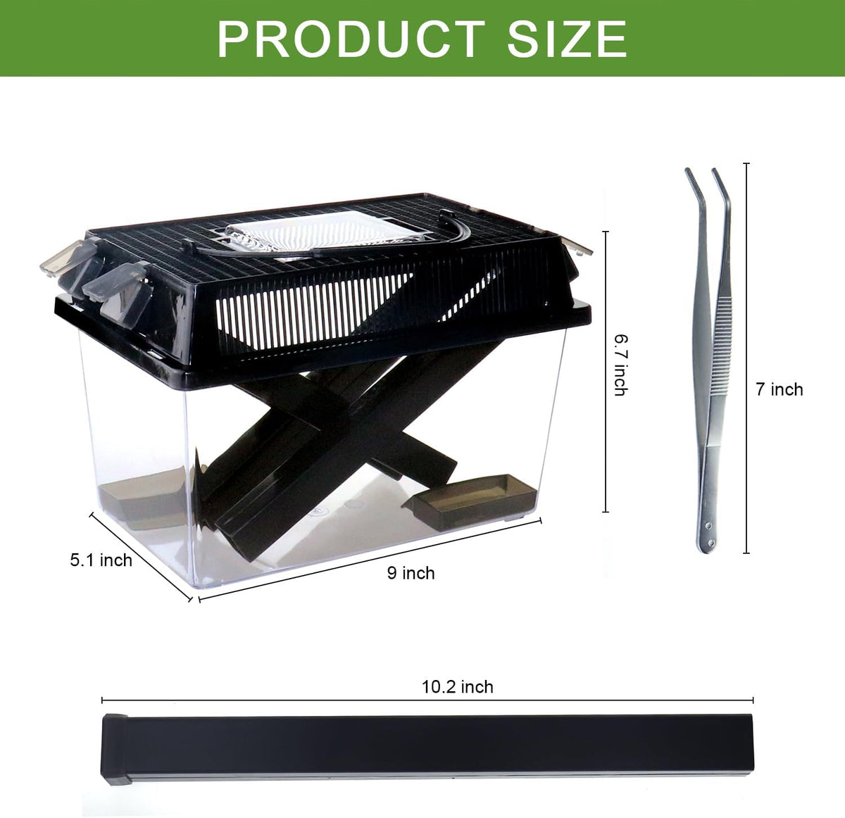 NANEEZOO Cricket Keeper, Equipped with Water & Food Feeding Dish, High Transparency Cricket Pen