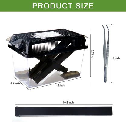 NANEEZOO Cricket Keeper, Equipped with Water & Food Feeding Dish, High Transparency Cricket Pen