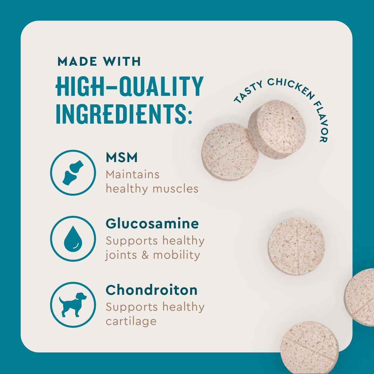 VetIQ Hip & Joint Health Supplement for Dogs, with Glucosamine, Chondroitin & MSM, Chewable Tablets
