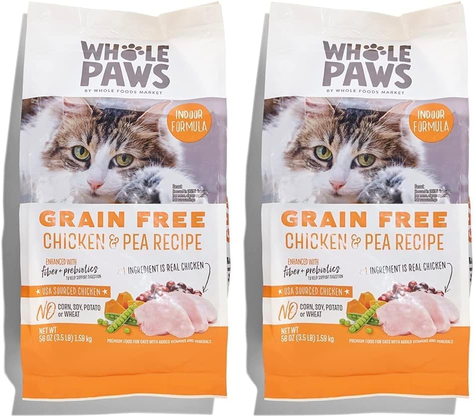 Whole Paws, Grain-Free Dry Cat Food, Chicken & Pea Recipe, Enhanced with Fiber & Prebiotics, Indoor