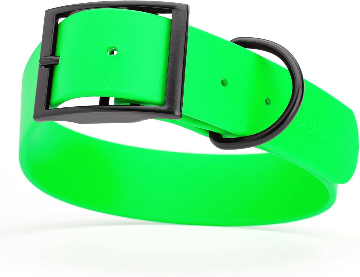 Dogline Biothane Waterproof Dog Collar Strong Coated Nylon Webbing with Black Hardware Odor- Proof