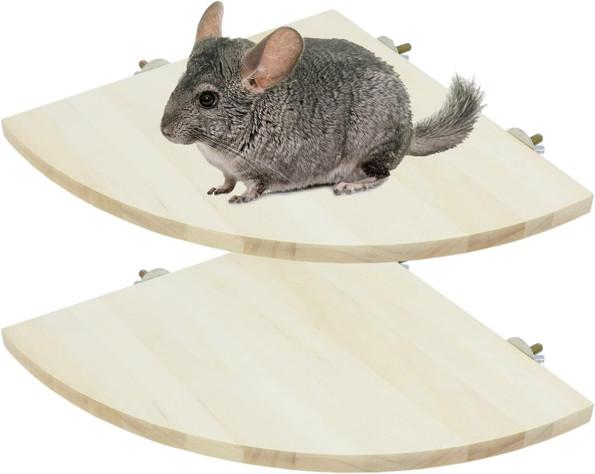 Wontee Bird Perch Stand 2 Pack Wooden Platform Corner Ledge for Budgies Cockatiels Conures African