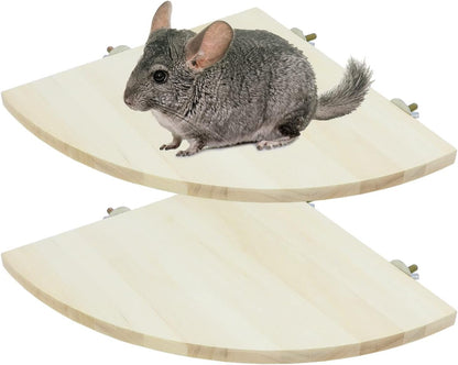 Wontee Bird Perch Stand 2 Pack Wooden Platform Corner Ledge for Budgies Cockatiels Conures African