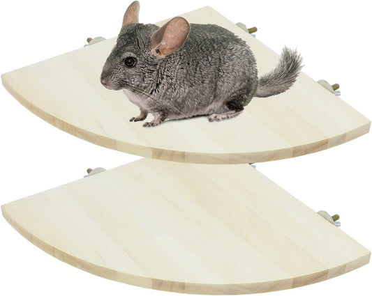 Wontee Bird Perch Stand 2 Pack Wooden Platform Corner Ledge for Budgies Cockatiels Conures African