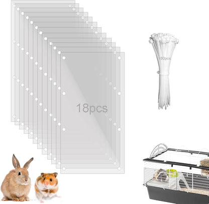 Pet Cage Liner Protection, Rabbit Cage Plastic Panels, 18 PCS Cage Urine Guard for Rabbit, Guinea