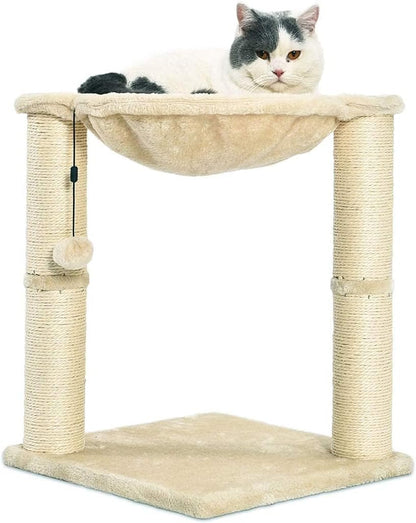 Amazon Basics Cat Condo Tower with Hammock Bed and Scratching Post,Easy to Assemble,Plush