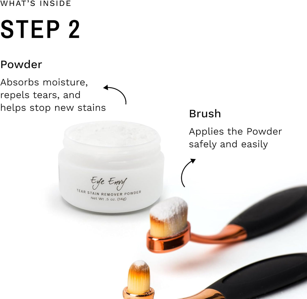 Eye Envy Dog Tear Stain Remover Starter Kit with ProPowder Brush | Stain Solution, Applicator Pads