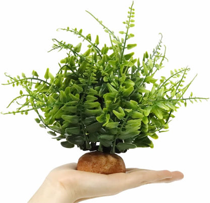 Fake Green Boston Fern, Reptile Plants for Terrarium, Amphibian Tank Accessories Habitat Decor fit