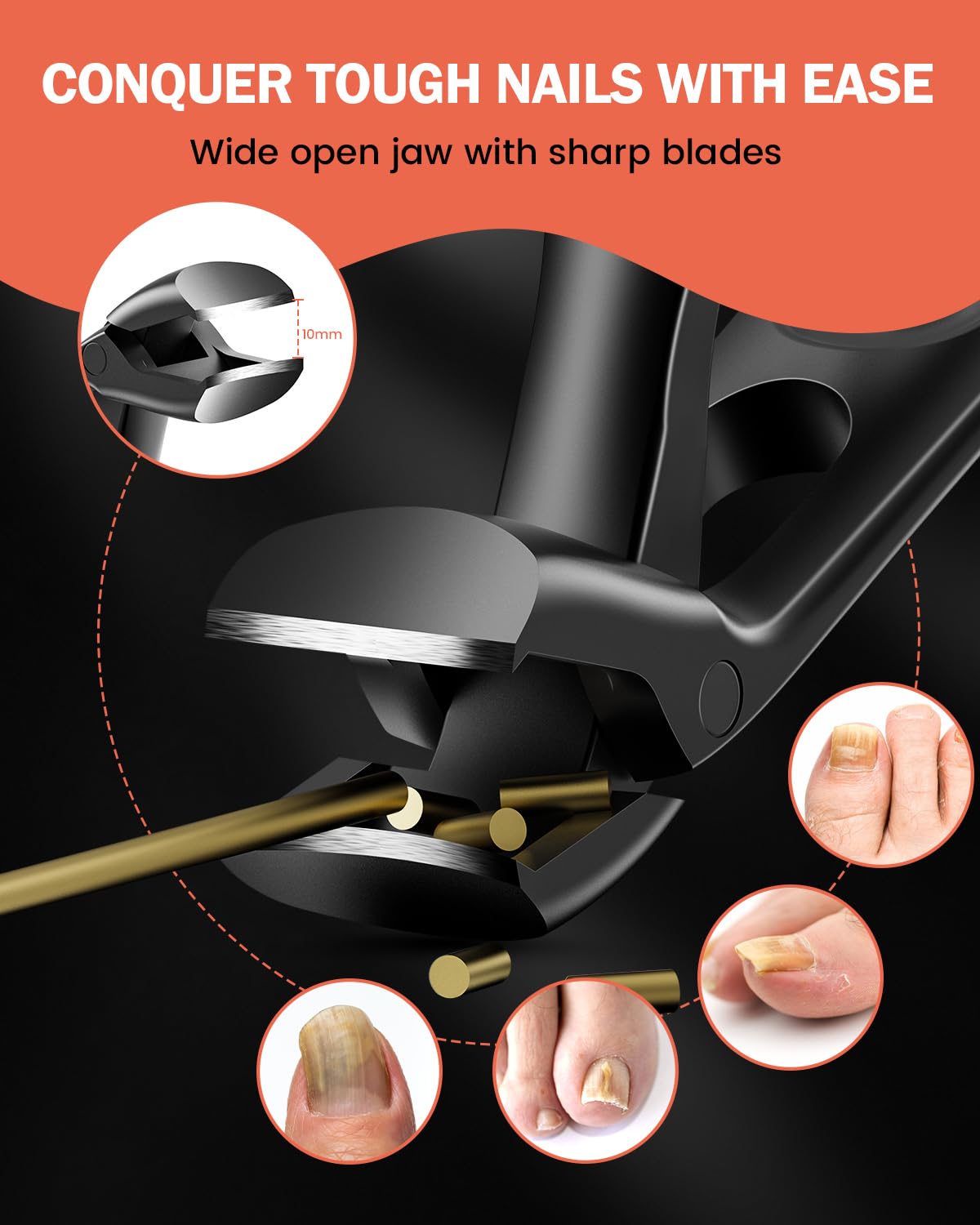 BEZOX Angled Toenail Clippers for Thick Toenails – Long Handle Toe Nail Clippers for Thick Nails