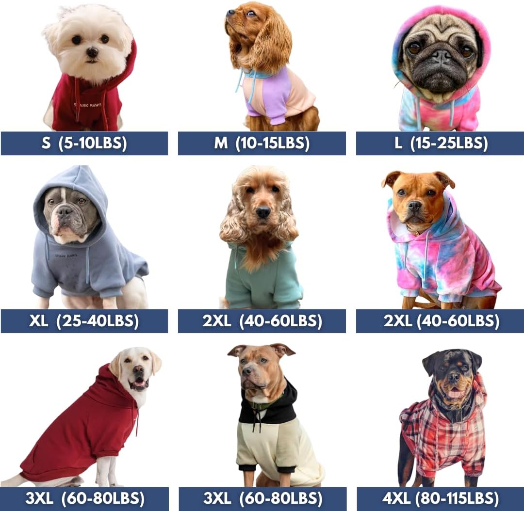 Spark Paws Dog Hoodie – Premium Dog Sweater for Small, Medium, and Large Dogs | Warm Outfits for