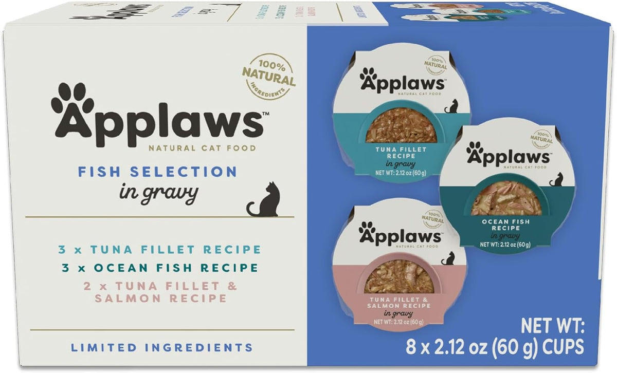Applaws Natural Wet Cat Food in Gravy, Limited Ingredient, Grain-Free, No Artificial Cat Food Cups