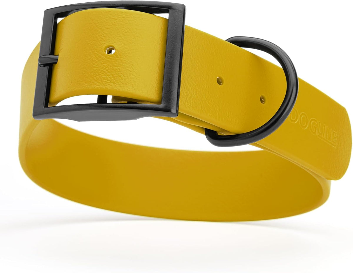 Dogline Biothane Waterproof Dog Collar Strong Coated Nylon Webbing with Black Hardware Odor- Proof