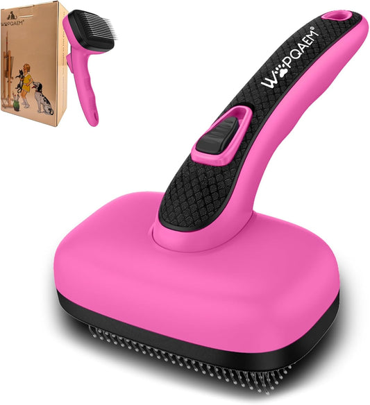 Self Cleaning Slicker Brush for Shedding Long Short Haired Dogs & Cats, Remove Loose Tangling Knot