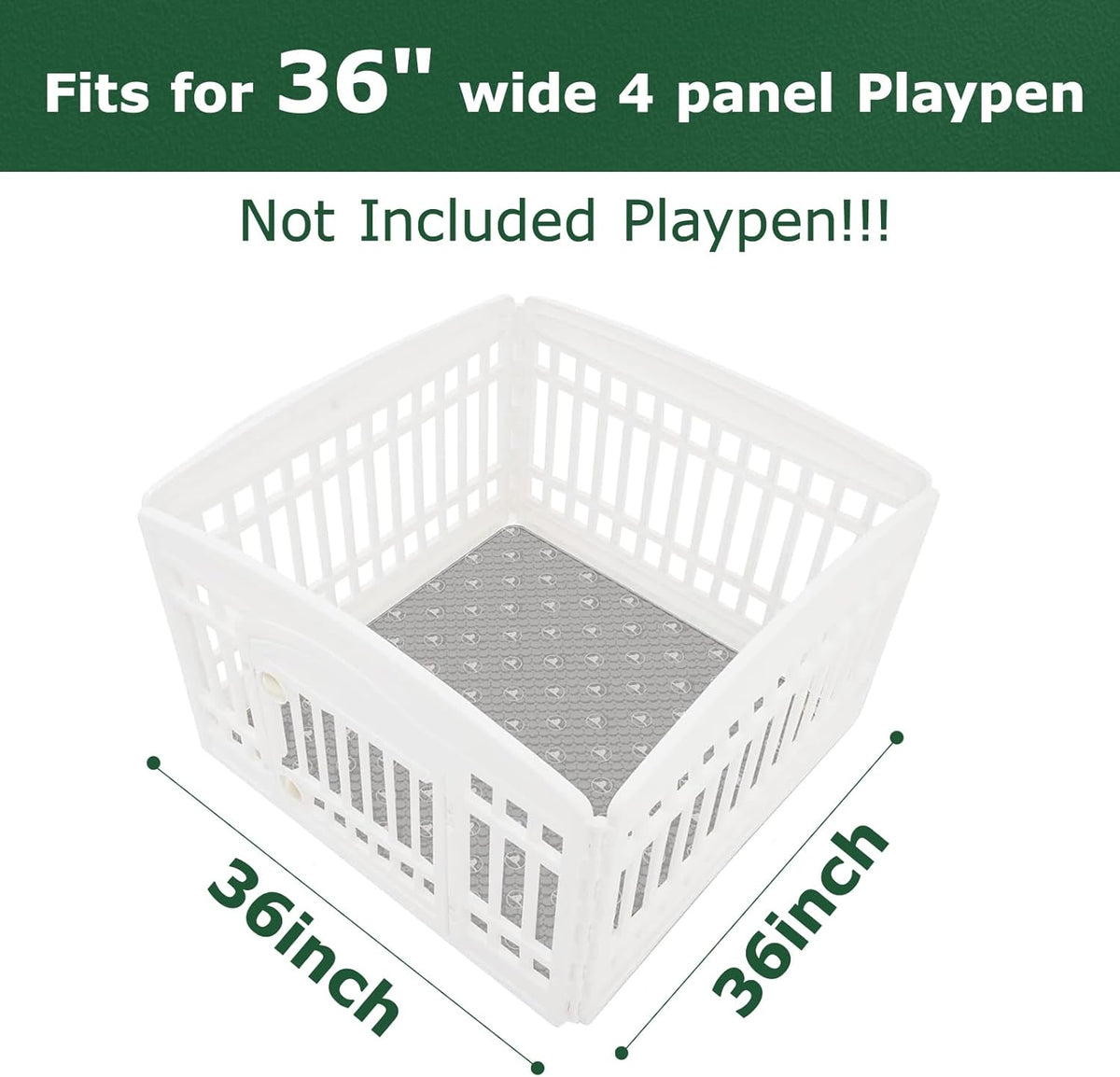 PJYuCien Washable Dog Playpen Mat, 36”x 36”, Leak-Proof Reusable Puppy Pee Pads, Non-Slip Pee Mat