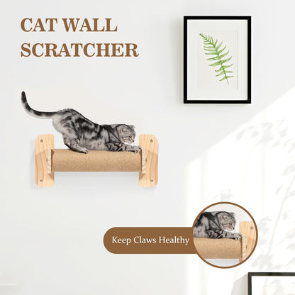 Cat Wall Shelves and Perches, Wall Mounted Cat Furniture with Hammock, Bridge, Tree, Steps and