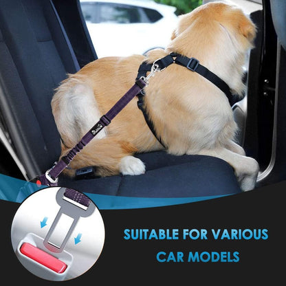 SlowTon Dog Seat Belt for Car, 2 Pack Dog Car Harness Seatbelt Adjustable with Elastic Bungee