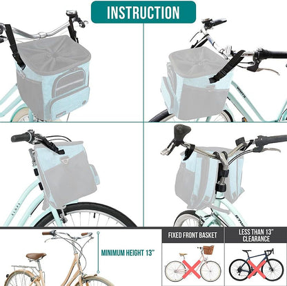 PetAmi Dog Bike Basket, Soft-Sided Ventilated Dog Bike Carrier Backpack, Pet Bicycle Basket for