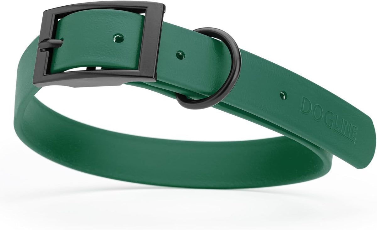 Dogline Biothane Waterproof Dog Collar Strong Coated Nylon Webbing with Black Hardware Odor- Proof