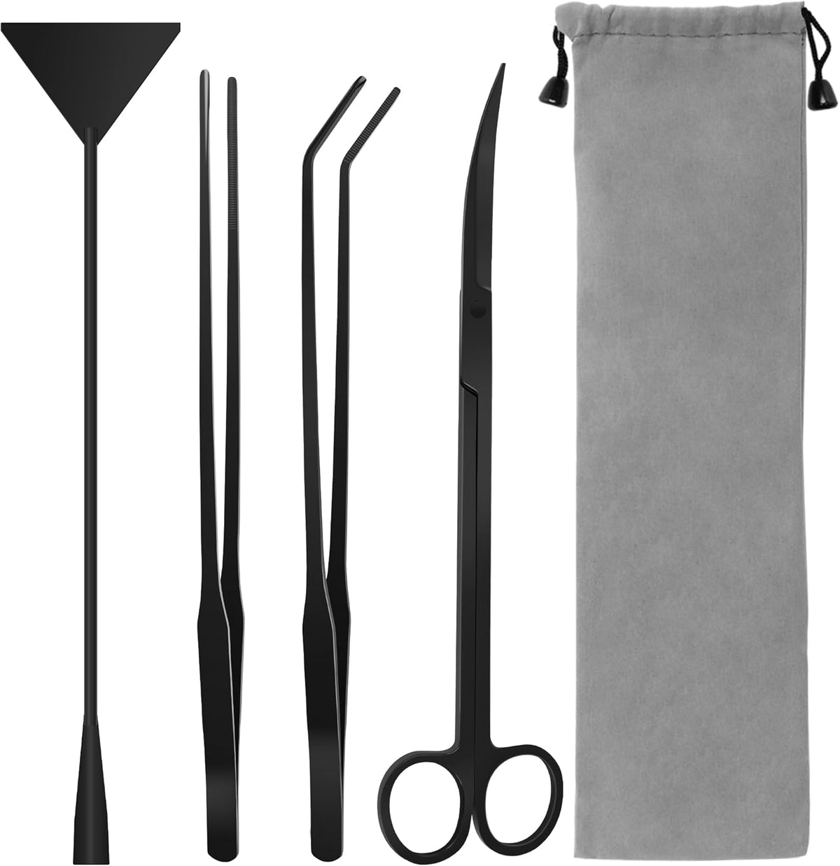 Aquarium Aquascape Tools Kit, 4 in 1 Anti-Rust Aquatic Plant Aquascaping Tool Stainless Steel Black