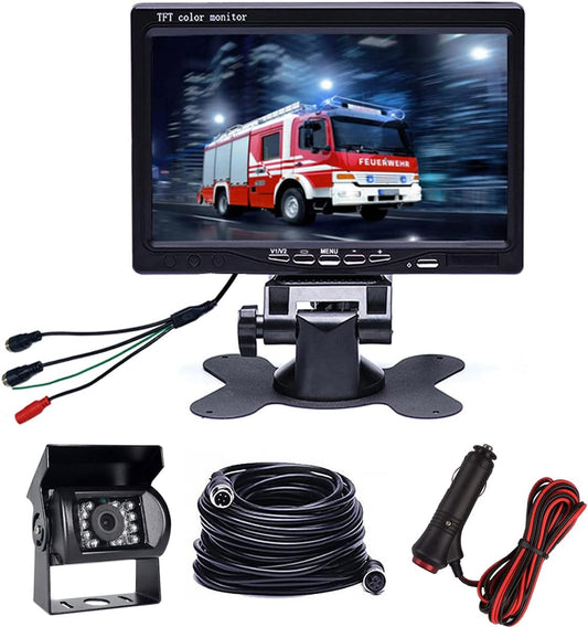 Hikity Backup Camera with Monitor Kit, Waterproof 18 IR LED Night Vision Reverse Camera + 7" Rear