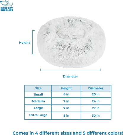 Best Pet Supplies Round Donut Dog Bed with Plush Faux Fur Fabric, Calming, Anti-Anxiety Cushion for