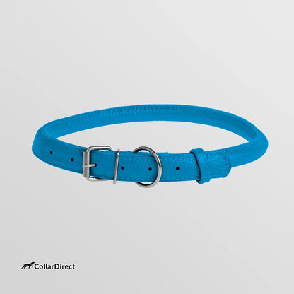 CollarDirect Rolled Leather Dog Collar, Soft Padded Round Puppy Collar, Handmade Genuine Leather