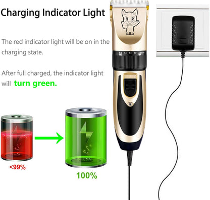 Dog Grooming Kit Clippers, Low Noise, Electric Quiet, Rechargeable, Cordless, Pet Hair Thick Coats