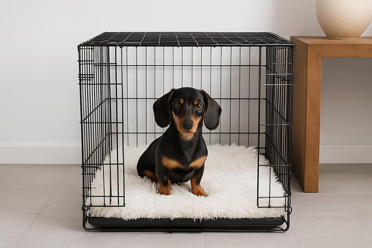 IHAPPYDOG Luxury Faux Fur Orthopedic Dog Beds, Memory Foam Crate Bed for Small, Medium, Large and