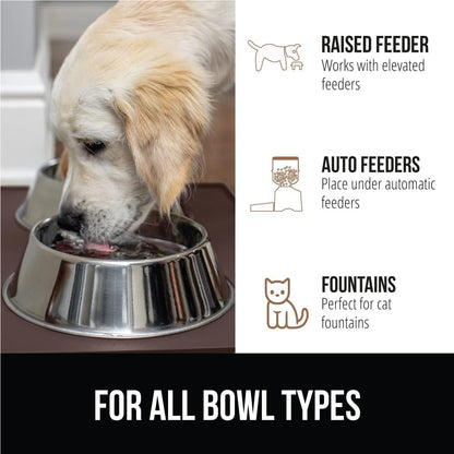 GORILLA GRIP 100% Waterproof Raised Edge BPA Free Silicone Pet Feeding Mat, Dog Cat Food Mats