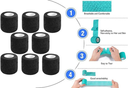 Self Adhesive Bandage Wrap,2 Inch Black Breathable Elastic Cohesive Bandages, Vet Wrap Sports Tape