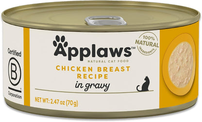 Applaws Natural Wet Cat Food in Gravy, Limited Ingredient Canned Wet Cat Food, No Additives, Made