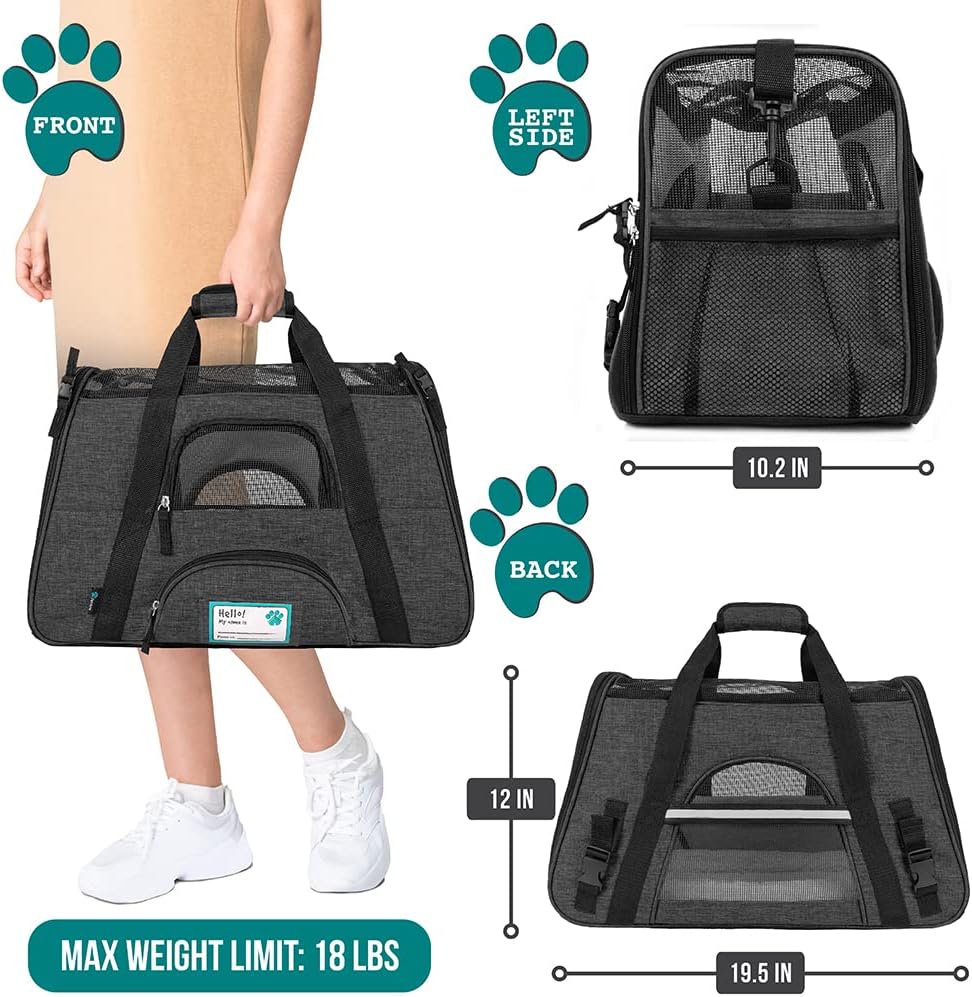 PetAmi Airline Approved Pet Carrier for Cat, Soft Sided Dog Carrier for Small Dog, Cat Travel