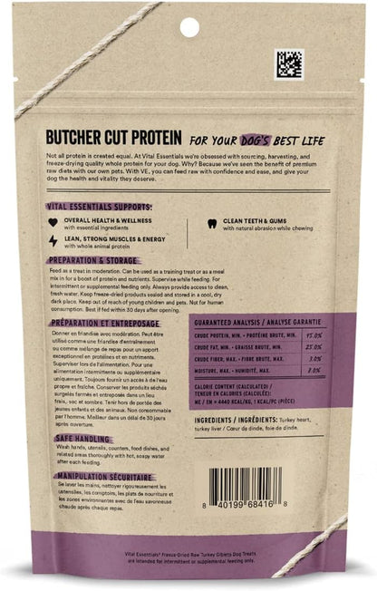 Vital Essentials Turkey Giblets Dog Treats, 2 oz | Freeze-Dried Raw | Single Ingredient | Premium