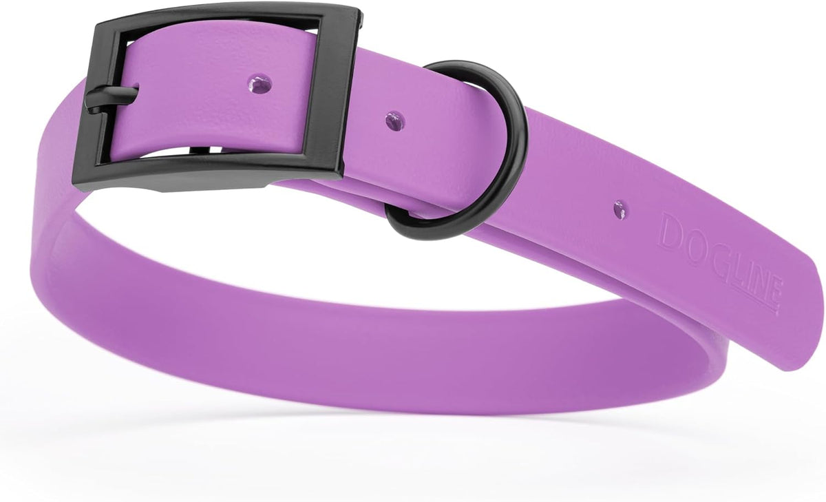 Dogline Biothane Waterproof Dog Collar Strong Coated Nylon Webbing with Black Hardware Odor- Proof