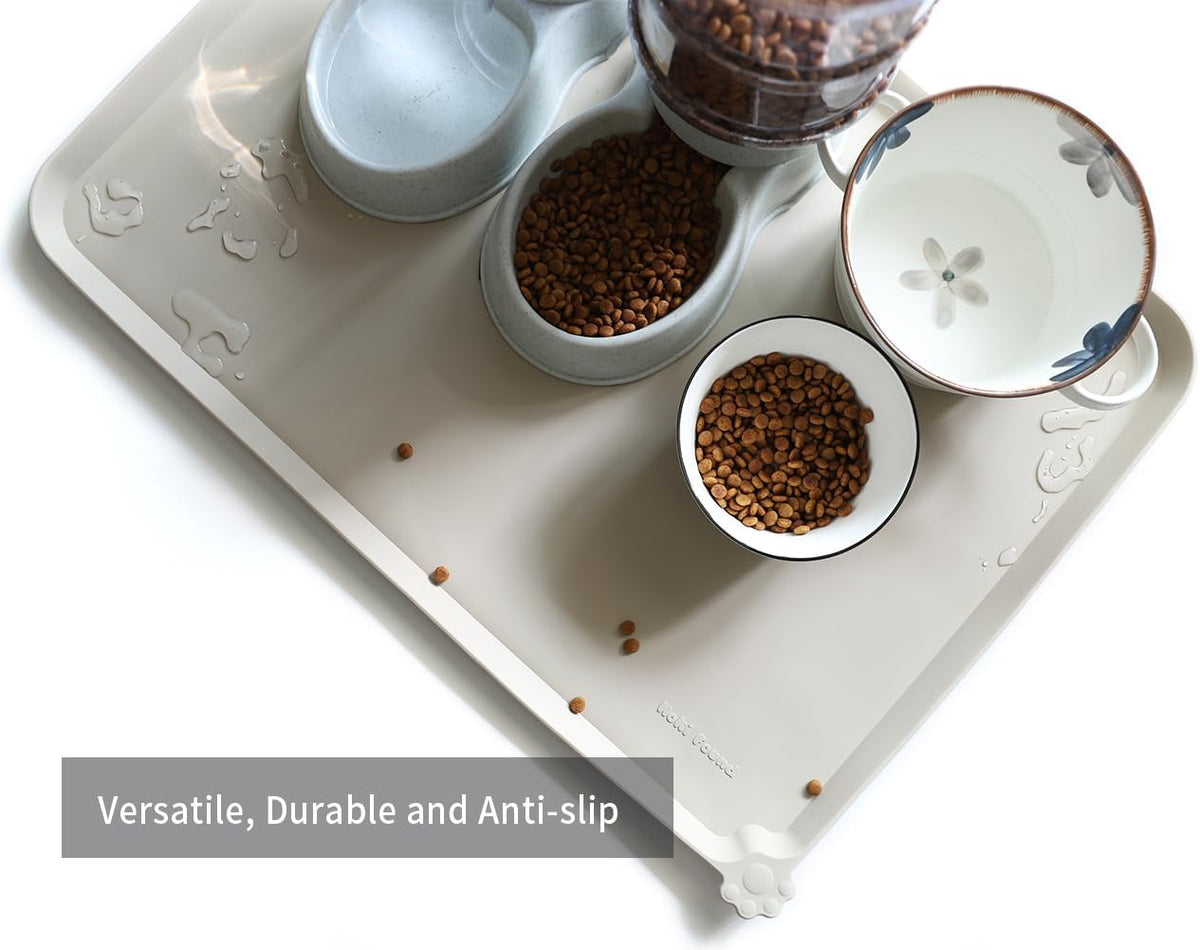 Hoki Found X-Large Silicone Non Slip Pet Food Mats - Tray for Dogs, Cats - Waterproof, Suitable for