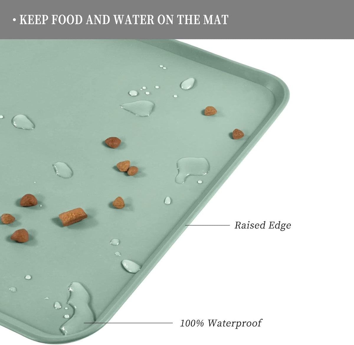 Waterproof Pet Feeding Mat with High Raised Edges, Heavier and Thicker Placemats for Cat Dog Water
