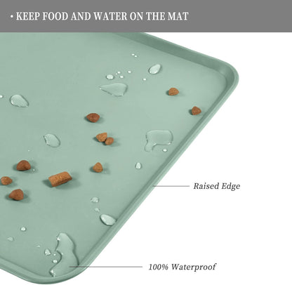 Waterproof Pet Feeding Mat with High Raised Edges, Heavier and Thicker Placemats for Cat Dog Water